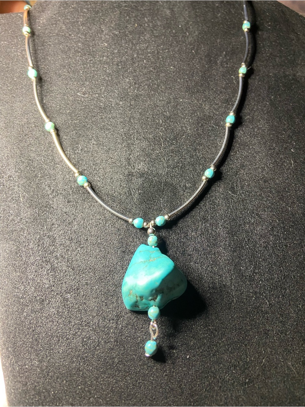 Turquoise Stone Pendant Necklace - Blue